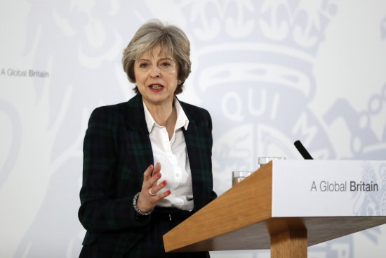 LONDON, ENGLAND - JANUARY 17: British Prime Minister Theresa May delivers her keynote speech on Brexit at Lancaster House on January 17, 2017 in London, England. It is widely expected that she will announce that the UK is to leave the single market. (Photo by Kirsty Wigglesworth - WPA Pool /Getty Images)